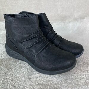 Skechers Arya Boots Womens Size 11 Black Fleece Lined Ankle Booties Vegan NEW